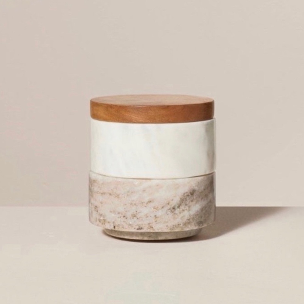 3 Piece Marble & Wood Stacking Salt & Pepper Gray Cellar- Hearth & Hand Magnolia